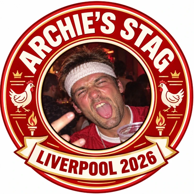 Archie's Stag Liverpool 2026 personalised badge