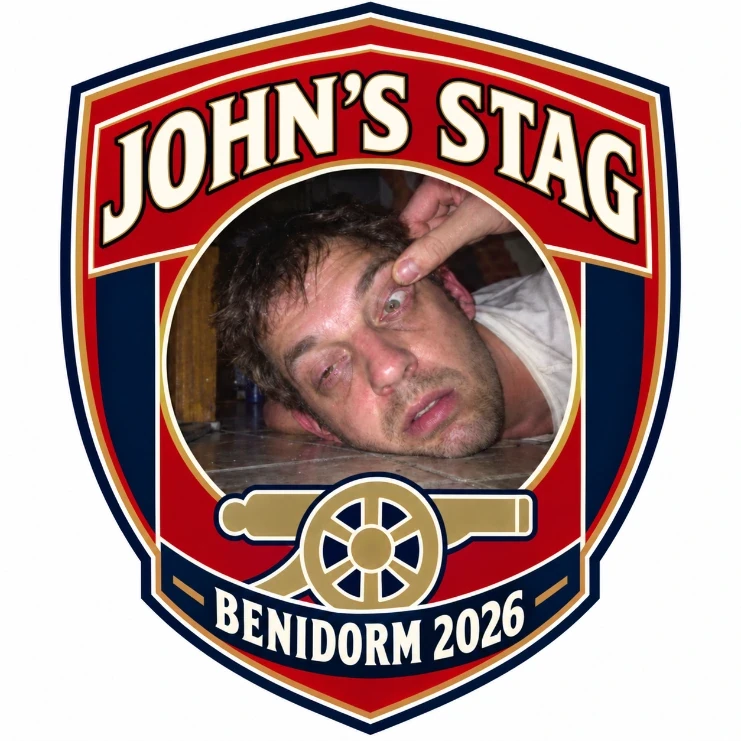 John's Stag Benidorm 2026 personalised badge